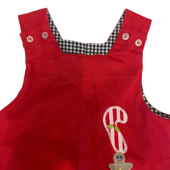 THE BAILEY BOYS RED BLUE GINGHAM REVERSIBLE LONG JOHN ROMPER 2T - Picture 3 of 12